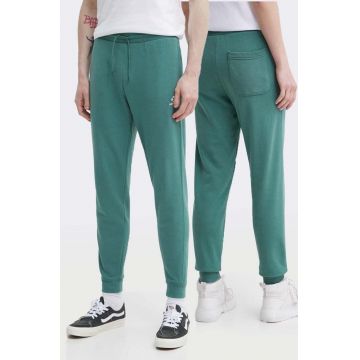 Converse pantaloni de trening culoarea verde, neted
