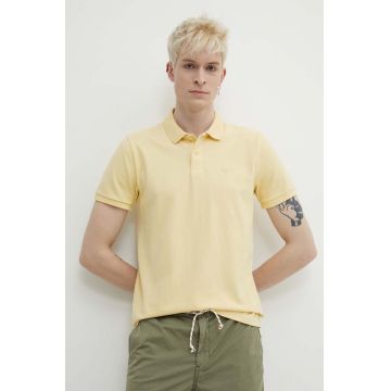 Hollister Co. tricou polo barbati, culoarea galben, neted