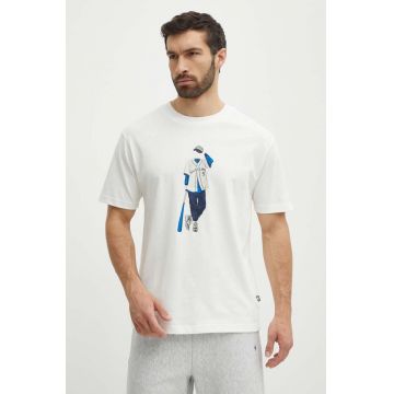 New Balance tricou din bumbac barbati, culoarea bej, cu imprimeu, MT41577SST