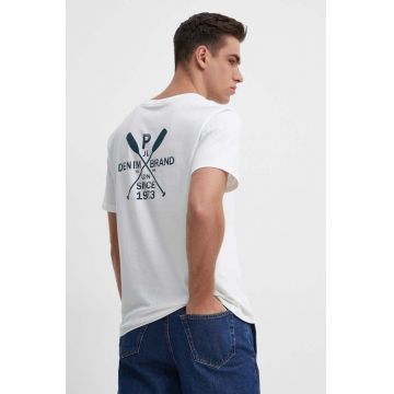 Pepe Jeans tricou din bumbac CALLUM barbati, culoarea alb, cu imprimeu, PM509370