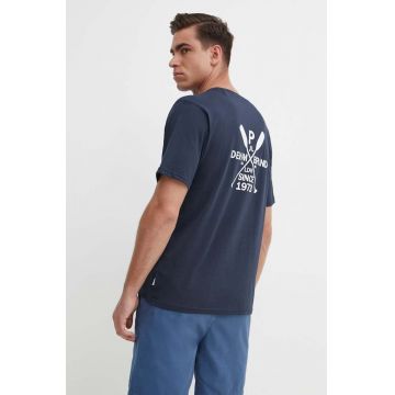 Pepe Jeans tricou din bumbac CALLUM barbati, culoarea albastru marin, cu imprimeu, PM509370