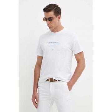Pepe Jeans tricou din bumbac CINTHOM barbati, culoarea alb, cu imprimeu, PM509369