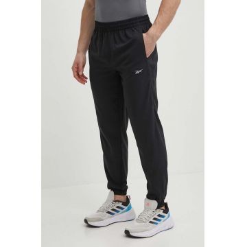 Reebok pantaloni de alergare culoarea negru, drept, 100075619