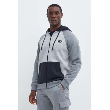 Under Armour bluza barbati, culoarea gri, cu glugă, melanj