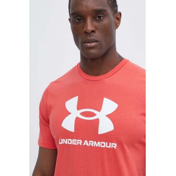 Under Armour tricou barbati, culoarea rosu, cu imprimeu