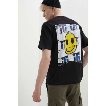 Vertere Berlin tricou din bumbac SUBRENT culoarea negru, cu imprimeu, VER T236