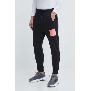 Boss Green pantaloni de trening culoarea negru, cu imprimeu, 50512508