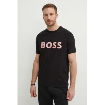 Boss Green tricou barbati, culoarea negru, cu imprimeu, 50512999