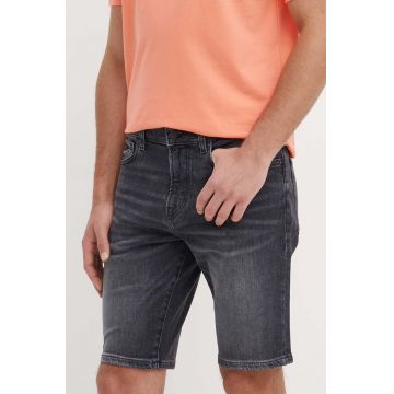 Boss Orange pantaloni scurti jeans barbati, culoarea gri, 50513498