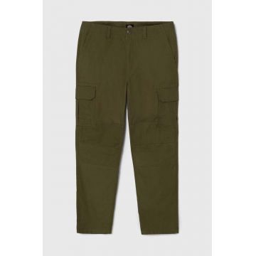 Dickies pantaloni de bumbac culoarea verde, cu fason cargo