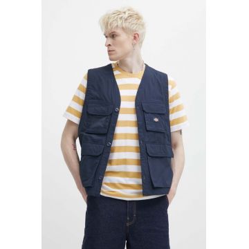 Dickies vesta FISHERSVILLE VEST barbati, culoarea albastru marin, de tranzitie, DK0A4YQP