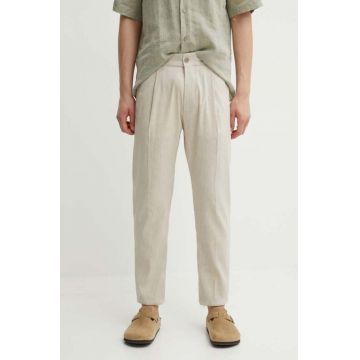 Drykorn pantaloni din in CHASY culoarea bej, drept, 126014 40393