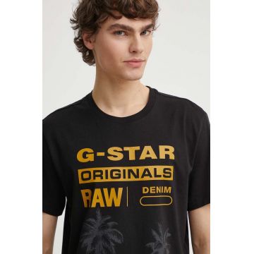 G-Star Raw tricou din bumbac barbati, culoarea negru, cu imprimeu, D24681-336