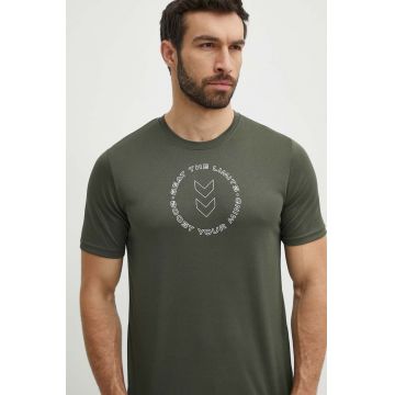Hummel tricou de antrenament Boost culoarea verde, cu imprimeu, 223838