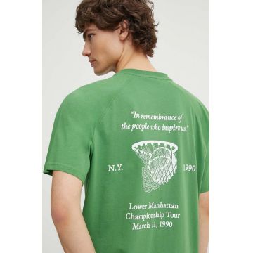 Les Deux tricou din bumbac barbati, culoarea verde, cu imprimeu, LDM101182