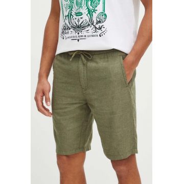 Medicine pantaloni scurti din in barbati, culoarea verde