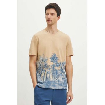 Medicine tricou din bumbac barbati, culoarea bej, modelator