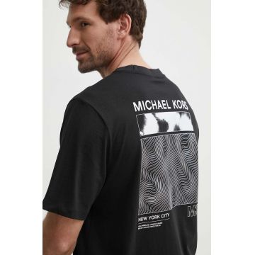 Michael Kors tricou din bumbac barbati, culoarea negru, cu imprimeu