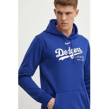 Nike bluza Los Angeles Dodgers barbati, culoarea violet, cu glugă, cu imprimeu