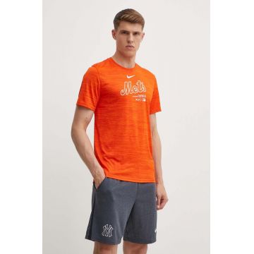 Nike tricou New York Mets barbati, culoarea portocaliu, cu imprimeu