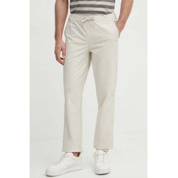 Pepe Jeans pantaloni PULL ON CUFFED SMART PANTS barbati, culoarea bej, mulata, PM211687