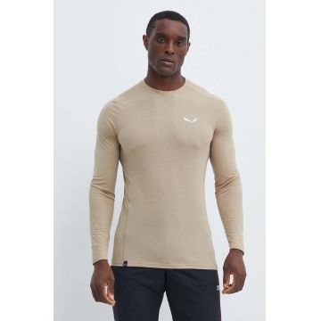 Salewa longsleeve sport Puez Dry culoarea bej, neted, 00-0000028864