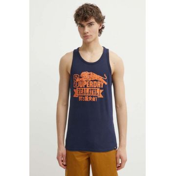 Superdry tricou barbati, culoarea albastru marin