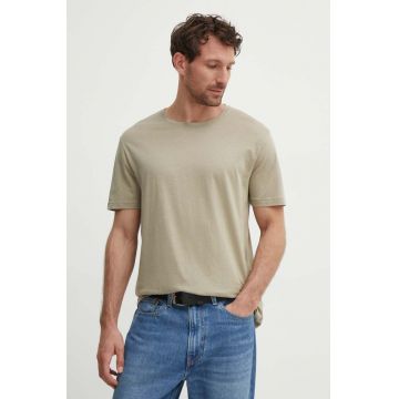 United Colors of Benetton tricou din bumbac barbati, culoarea verde, neted