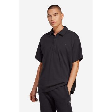 adidas Originals polo de bumbac Essentials culoarea negru, uni HR8677-black