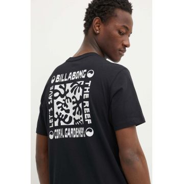 Billabong tricou din bumbac x Coral Gardeners barbati, culoarea negru, cu imprimeu, ABYZT02341