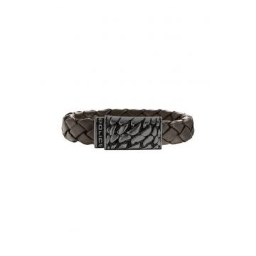 Bratara impletita piele - Gri