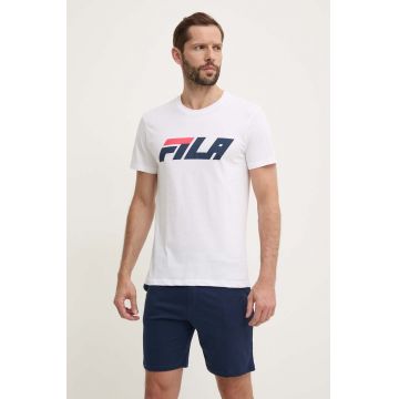 Fila pijamale de bumbac culoarea alb, cu imprimeu, FPS1189