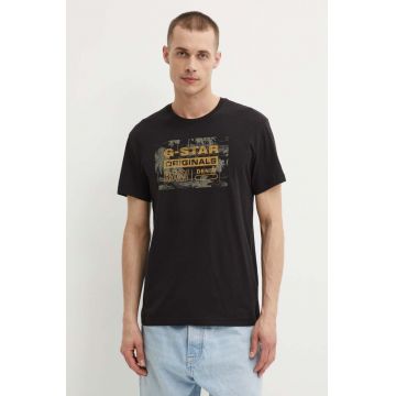 G-Star Raw tricou din bumbac barbati, culoarea negru, cu imprimeu, D24682-C506