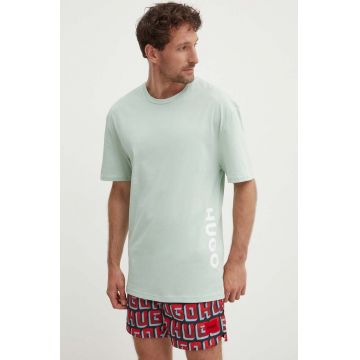 HUGO tricou de plajă culoarea verde, cu imprimeu