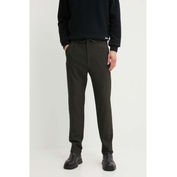 Les Deux pantaloni barbati, culoarea verde, cu fason chinos, LDM501101