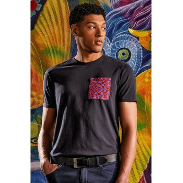 Medicine tricou din bumbac bărbați, culoarea bleumarin, cu imprimeu