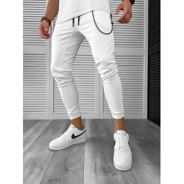 Pantaloni de trening albi conici 12606