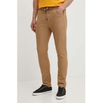 Picture pantaloni Crusy barbati, culoarea bej, drept, MJS063