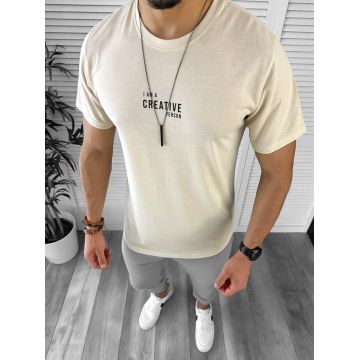 Tricou barbati bej CU MIC DEFECT DEF12514