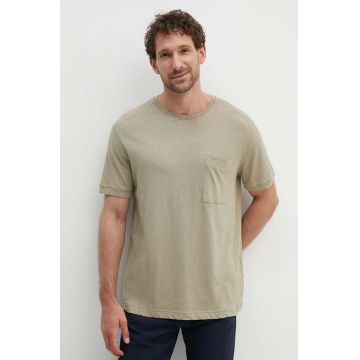 United Colors of Benetton tricou din amestec de in culoarea verde, neted