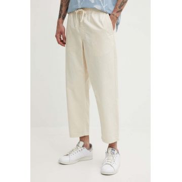 Vans pantaloni de bumbac culoarea bej, drept, VN0005ZD8DH1