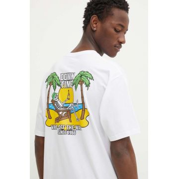 Vans tricou din bumbac barbati, culoarea alb, cu imprimeu