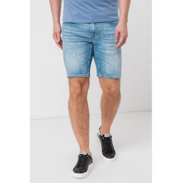 Bermude din denim cu aspect decolorat