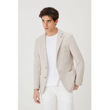 Sacou slim fit cu revere decupate