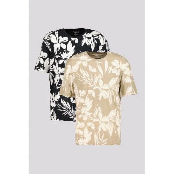 Set tricou cu imprimeu tropical - 2 piese