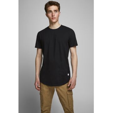 Tricou din bumbac organic cu decolteu la baza gatului - Negru