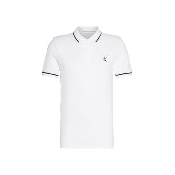 Tricou polo slim fit cu detaliu cu logo brodat