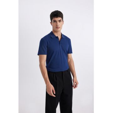 Tricou polo slim fit din amestec de modal