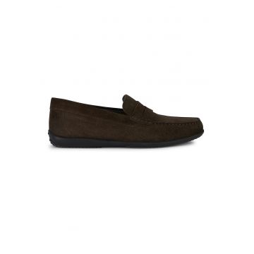 Pantofi loafer de piele intoarsa cu varf rotund