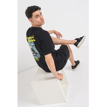 Tricou lejer cu imprimeu logo Te_Records - Negru/Galben